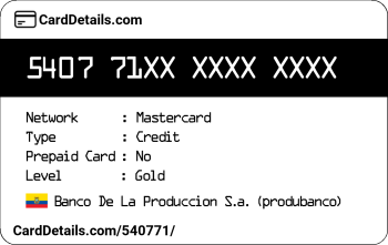 Card Details: 540771