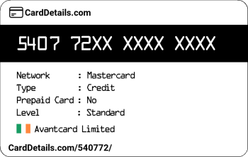 Card Details: 540772
