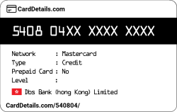 Card Details: 540804