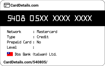 Card Details: 540805