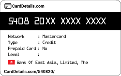 Card Details: 540820