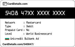 Card Details: 540847