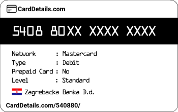 Card Details: 540880