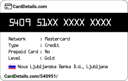 Card Details: 540951