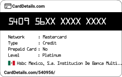 Card Details: 540956