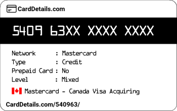 Card Details: 540963