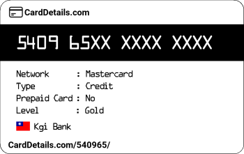 Card Details: 540965