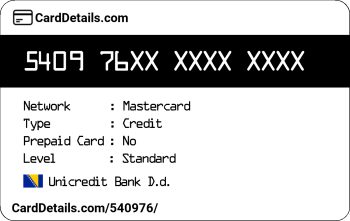 Card Details: 540976