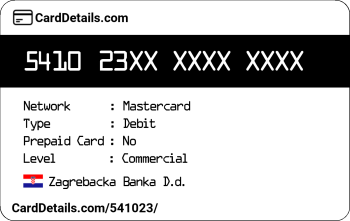 Card Details: 541023