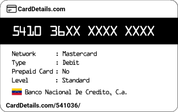 Card Details: 541036