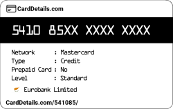 Card Details: 541085
