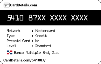 Card Details: 541087