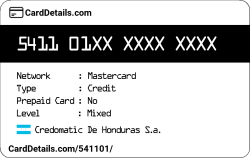 Card Details: 541101