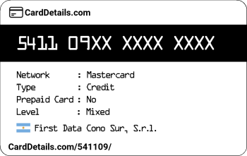 Card Details: 541109