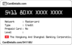 Card Details: 541180
