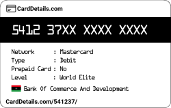 Card Details: 541237