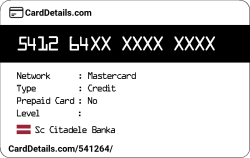 Card Details: 541264