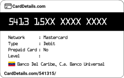 Card Details: 541315
