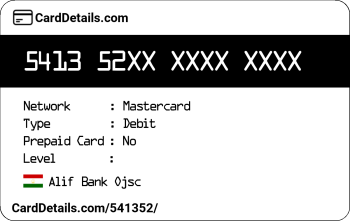 Card Details: 541352