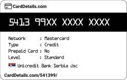 Card Details: 541399