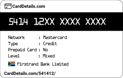 Card Details: 541412