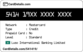 Card Details: 541419