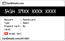 Card Details: 541459
