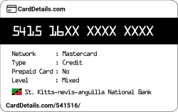 Card Details: 541516