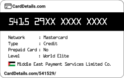 Card Details: 541529