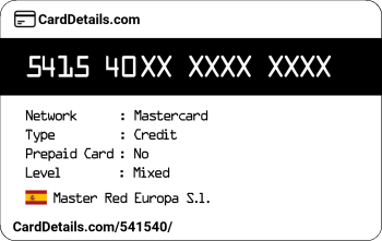 Card Details: 541540