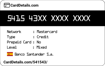 Card Details: 541543