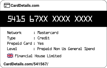 Card Details: 541567
