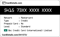 Card Details: 541573