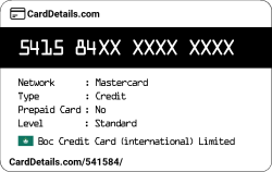 Card Details: 541584