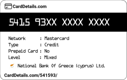 Card Details: 541593
