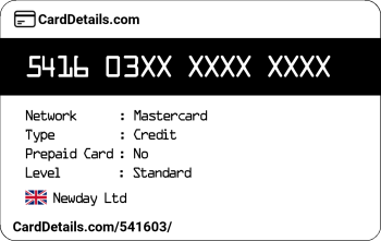 Card Details: 541603