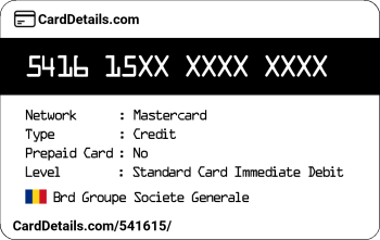 Card Details: 541615