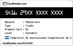 Card Details: 541629