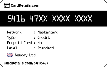 Card Details: 541647
