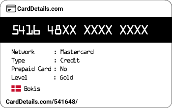 Card Details: 541648