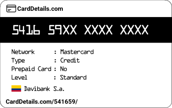 Card Details: 541659