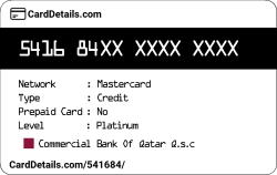 Card Details: 541684
