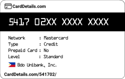 Card Details: 541702