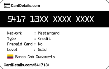 Card Details: 541713