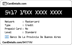 Card Details: 541719