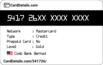 Card Details: 541726