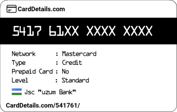 Card Details: 541761