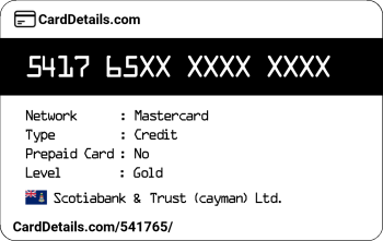 Card Details: 541765