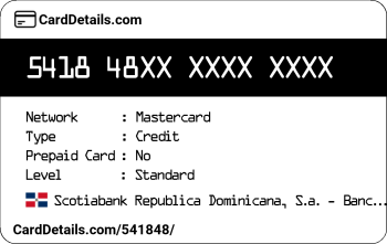 Card Details: 541848