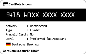 Card Details: 541860